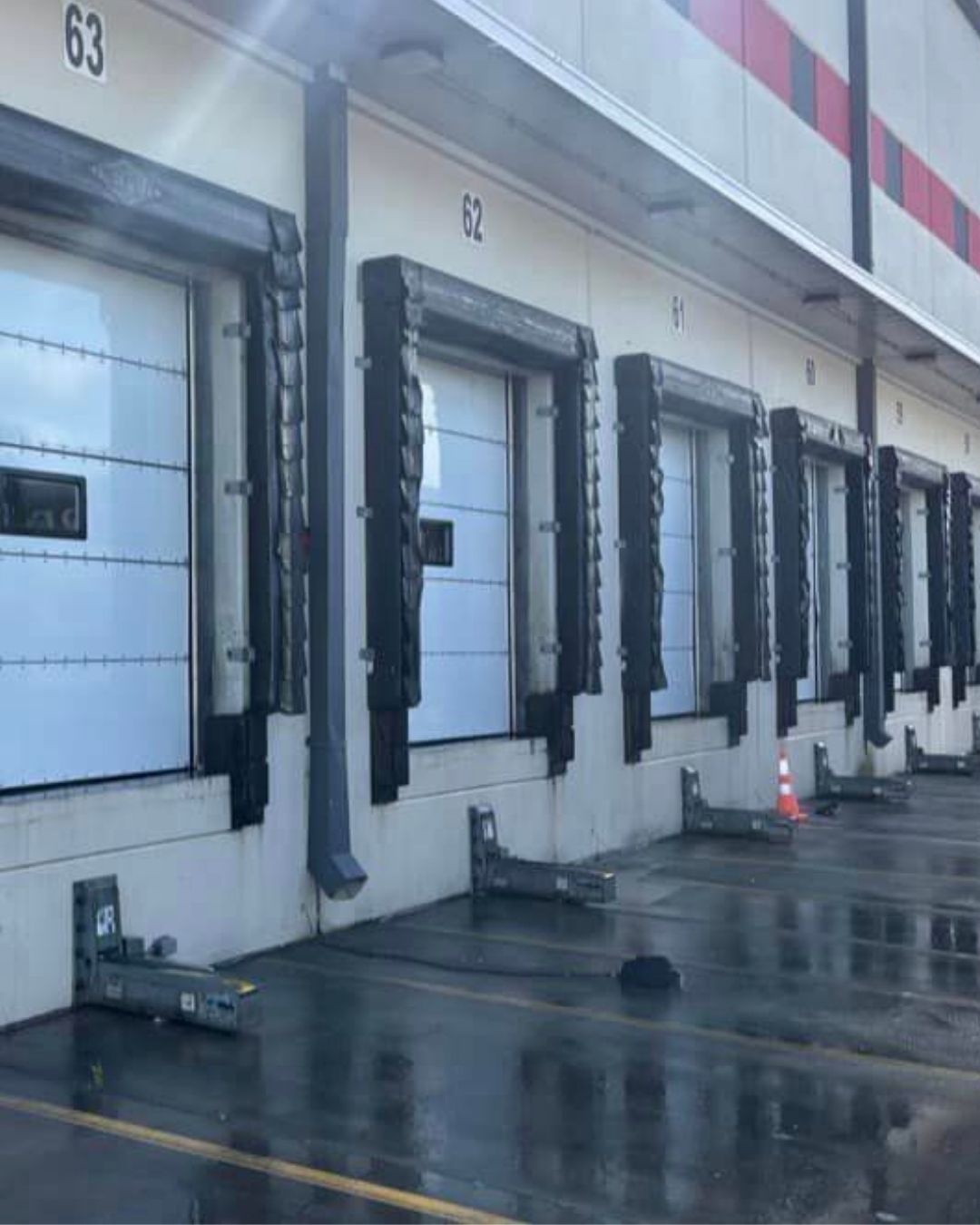 Loading dock + bay doors after washing