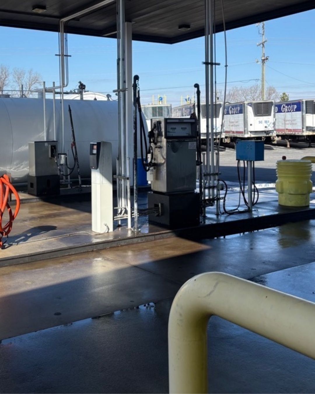 Fuel island after washing