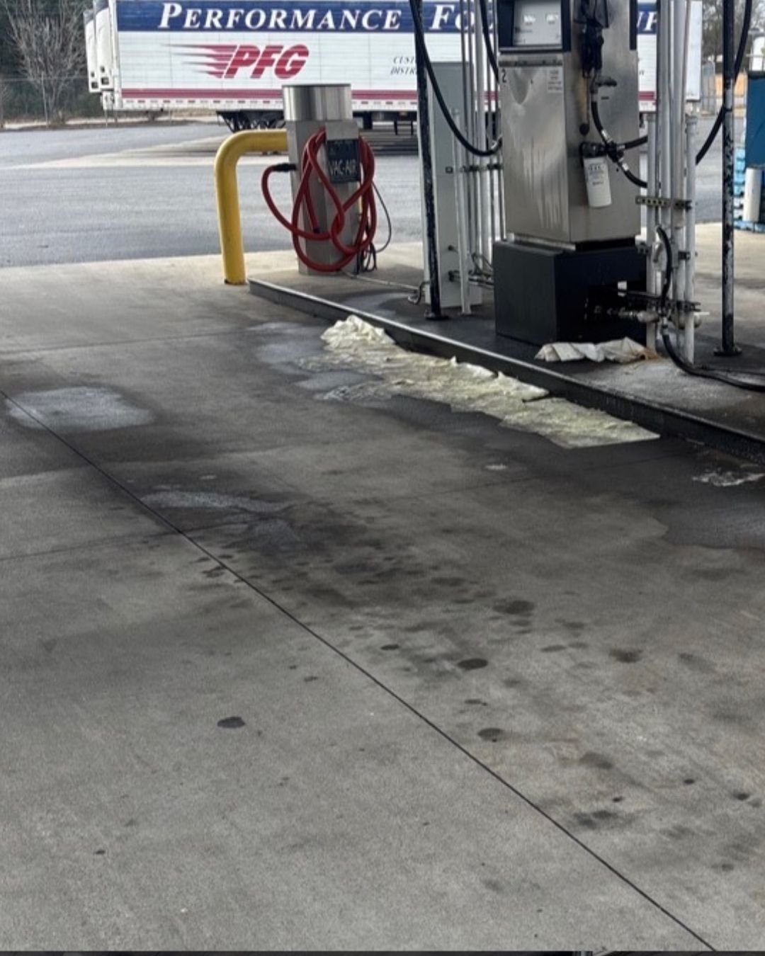 Fuel island before washing