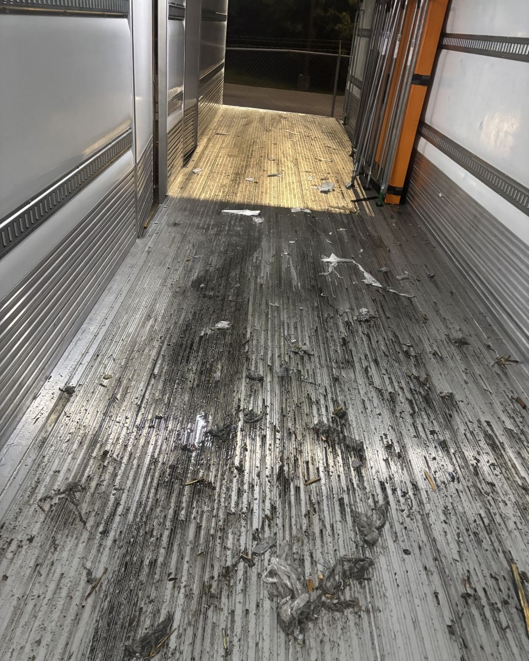 Trailer interior before washing
